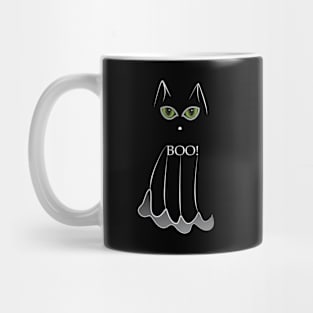 Cat ghost on black Mug